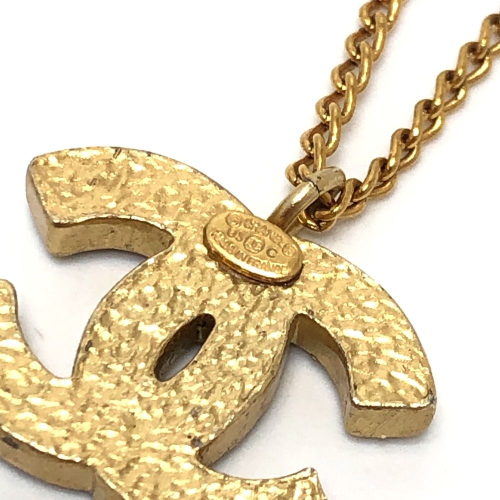 Chanel Necklace CC Logo Rhinestone Metal Gold — view 4