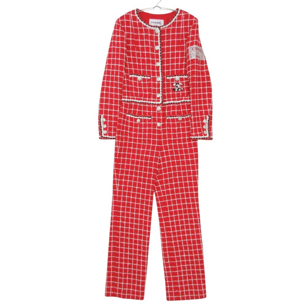 Chanel Jumpsuit Cruise Line Tweed Jumps All in One Red White