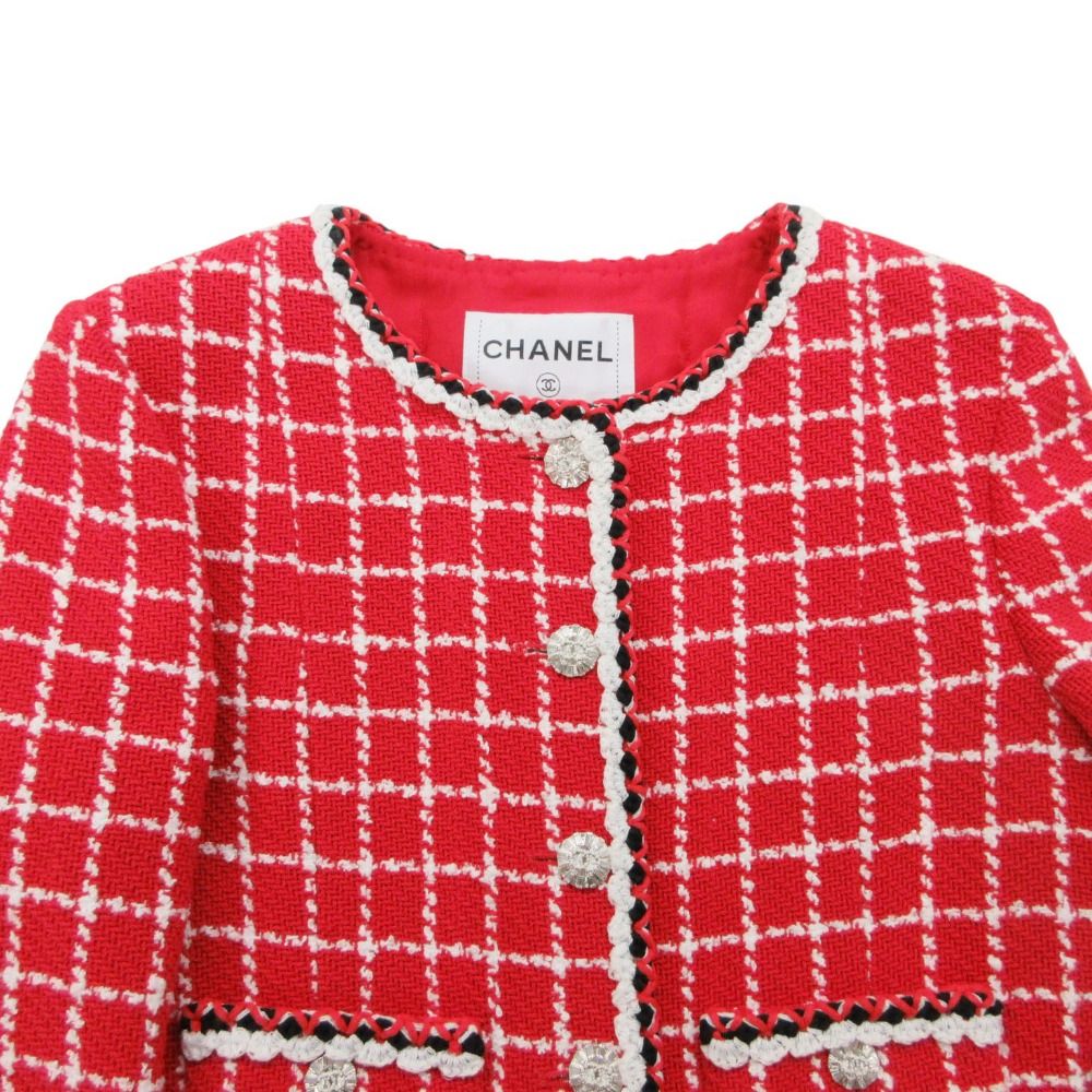 Chanel Jumpsuit Cruise Line Tweed Jumps All in One Red White — view 3