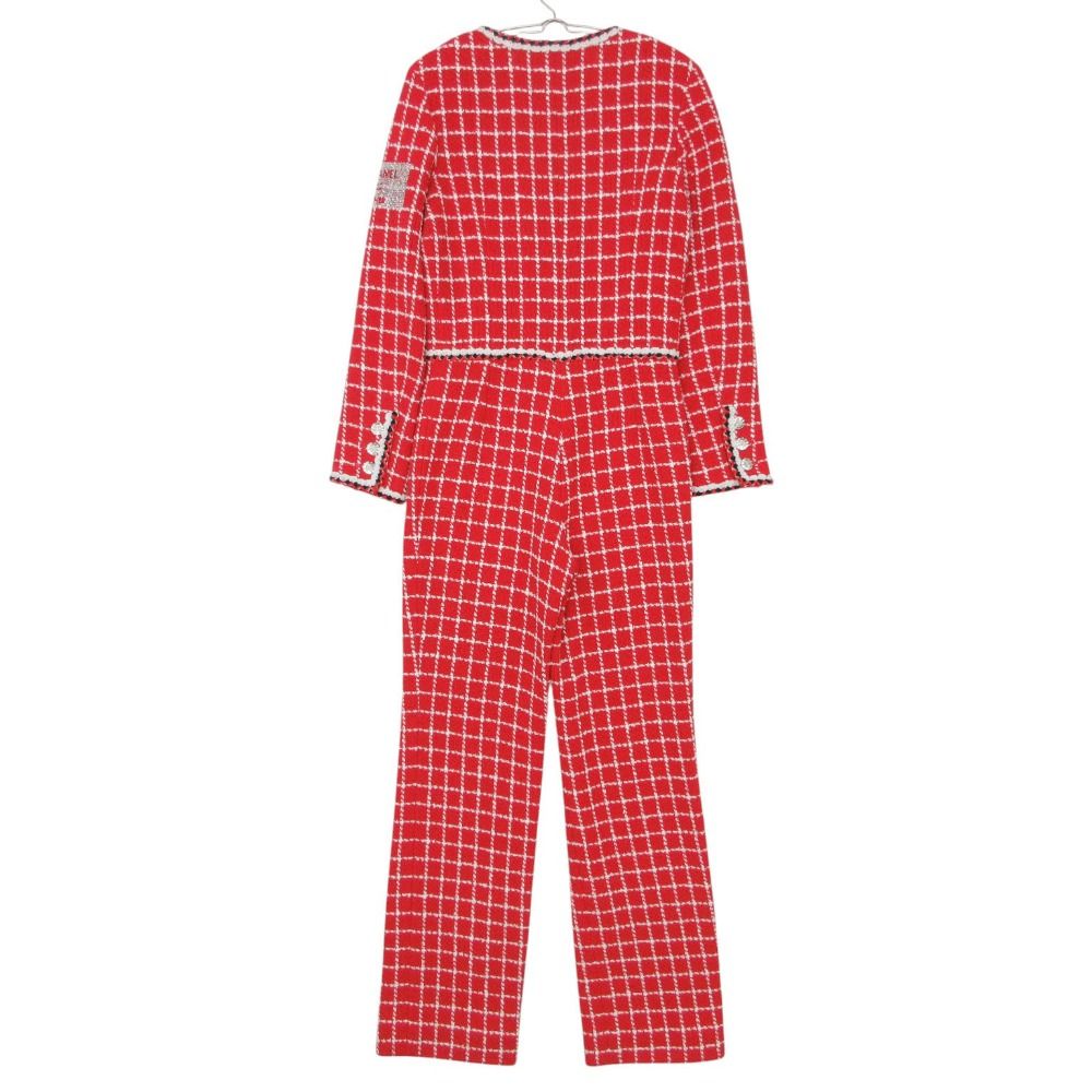 Chanel Jumpsuit Cruise Line Tweed Jumps All in One Red White — view 2