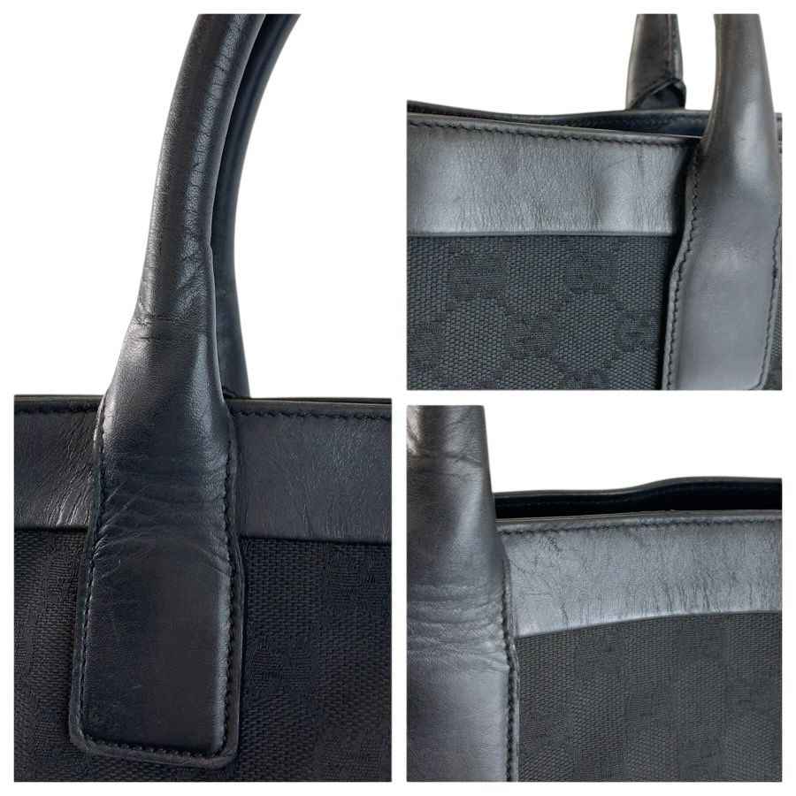 Gucci Black GG Canvas Leather 002 Tote Bag — view 6