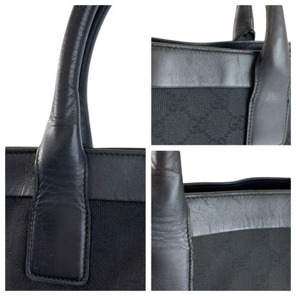 Gucci Black GG Canvas Leather 002 Tote Bag — view 6