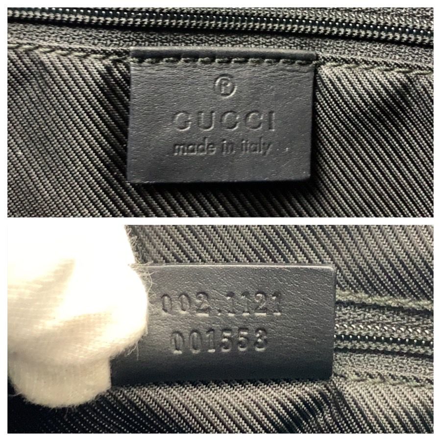 Gucci Black GG Canvas Leather 002 Tote Bag — view 3