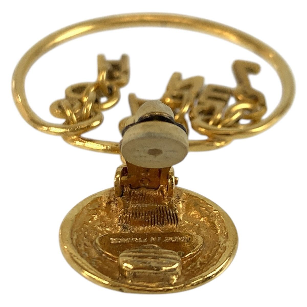 Chanel Logo Hoop Gold Plated Earrings One Side — view 3