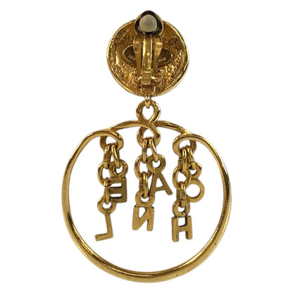 Chanel Logo Hoop Gold Plated Earrings One Side — view 2