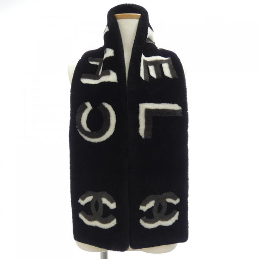 Chanel Shearling Scarf Black