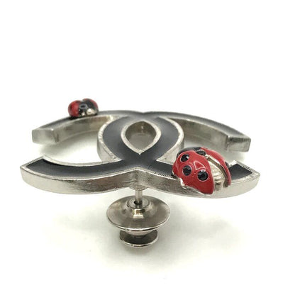 Chanel CC Logo Ladybug Black Pin Brooch — view 4