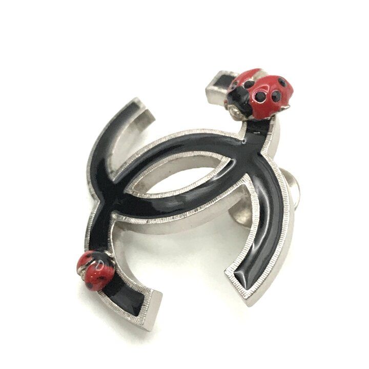 Chanel CC Logo Ladybug Black Pin Brooch — view 3