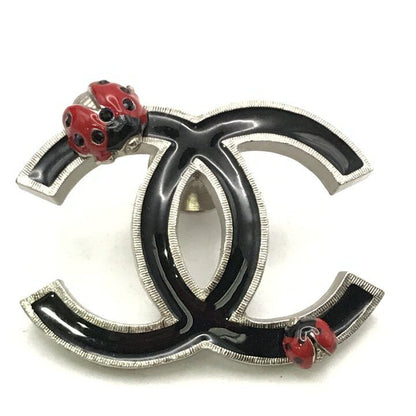 Chanel CC Logo Ladybug Black Pin Brooch — view 2