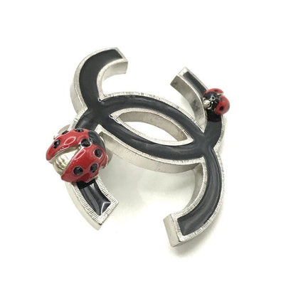 Chanel CC Logo Ladybug Black Pin Brooch — view 5