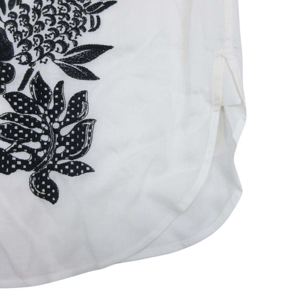Saint Laurent Embroidered Satin Voile Tunic Floral Pattern Embroidery Shirt — view 5