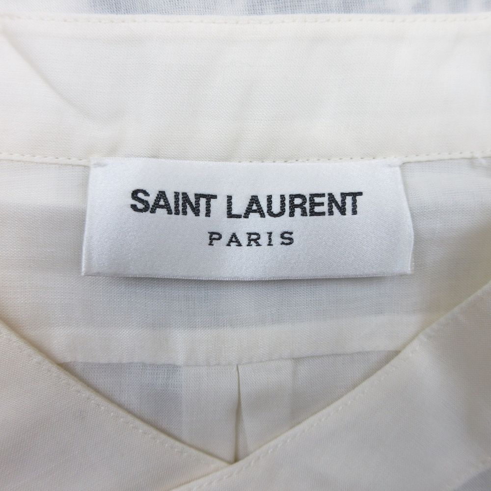 Saint Laurent Embroidered Satin Voile Tunic Floral Pattern Embroidery Shirt — view 8