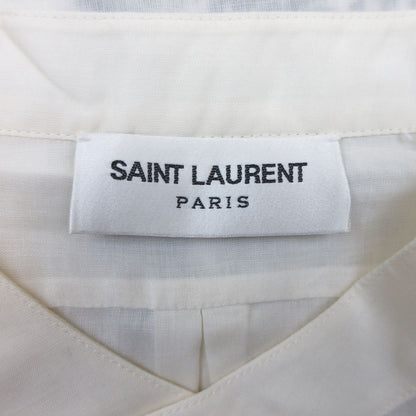 Saint Laurent Embroidered Satin Voile Tunic Floral Pattern Embroidery Shirt — view 8