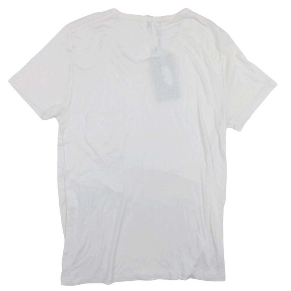 Saint Laurent Silk Knit T-Shirt Top Short Sleeve Top Neck M Off White Sweater — view 2