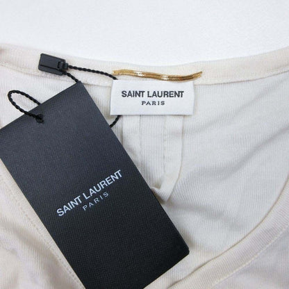 Saint Laurent Silk Knit T-Shirt Top Short Sleeve Top Neck M Off White Sweater — view 6