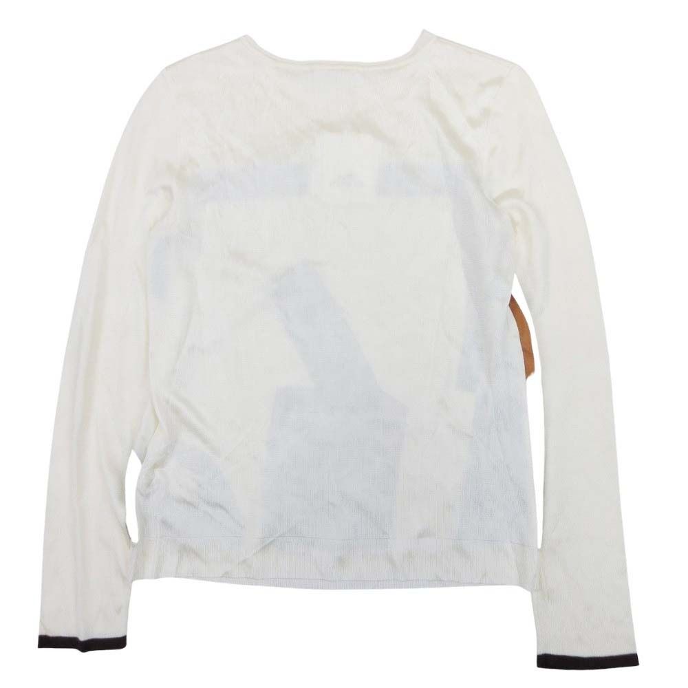 Hermes Twillaine Knit Silk Long Sleeve Geometric Pattern Top 34 Ivory Gray — view 2