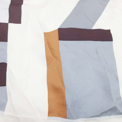 Hermes Twillaine Knit Silk Long Sleeve Geometric Pattern Top 34 Ivory Gray — view 5