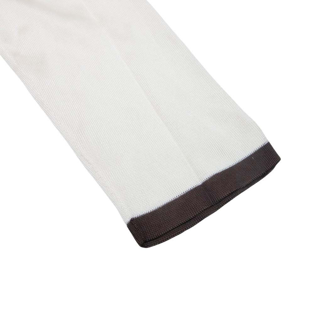 Hermes Twillaine Knit Silk Long Sleeve Geometric Pattern Top 34 Ivory Gray — view 4