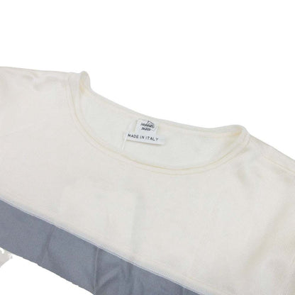Hermes Twillaine Knit Silk Long Sleeve Geometric Pattern Top 34 Ivory Gray — view 3