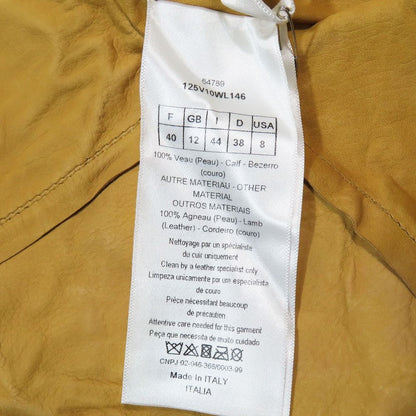 Dior Suede Cowhide Cow Leather Jacket Floral Patch 40 Beige — view 7