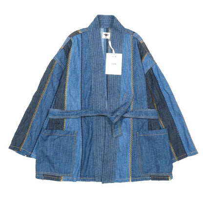 Dior Patchwork Belted Denim Buttonless Jacket 36 Indigo