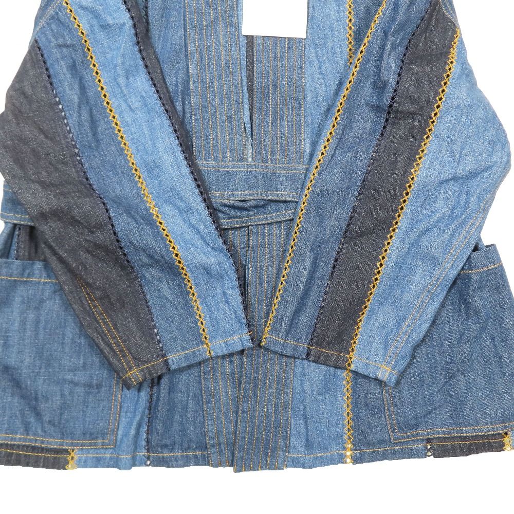 Dior Patchwork Belted Denim Buttonless Jacket 36 Indigo — view 3