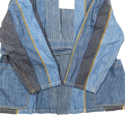 Dior Patchwork Belted Denim Buttonless Jacket 36 Indigo — view 3