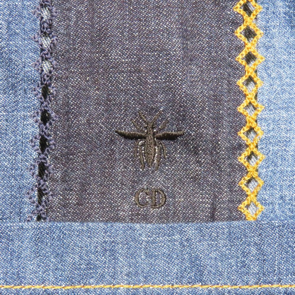 Dior Patchwork Belted Denim Buttonless Jacket 36 Indigo — view 5