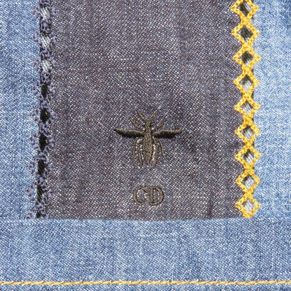 Dior Patchwork Belted Denim Buttonless Jacket 36 Indigo — view 5