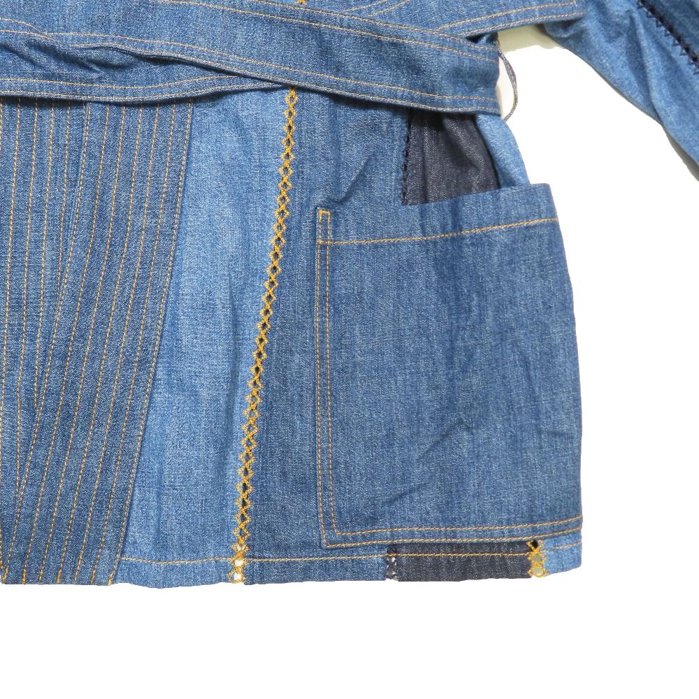 Dior Patchwork Belted Denim Buttonless Jacket 36 Indigo — view 4