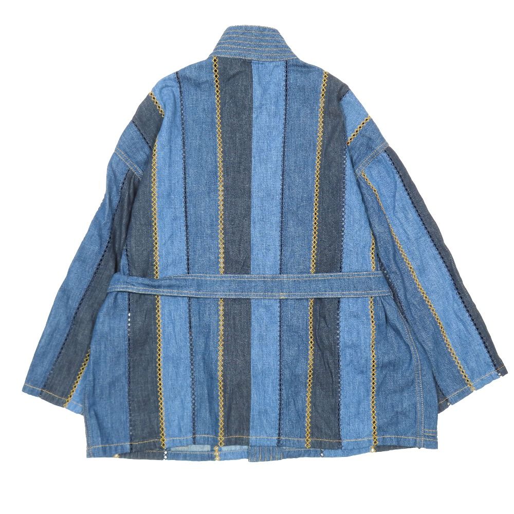 Dior Patchwork Belted Denim Buttonless Jacket 36 Indigo — view 2