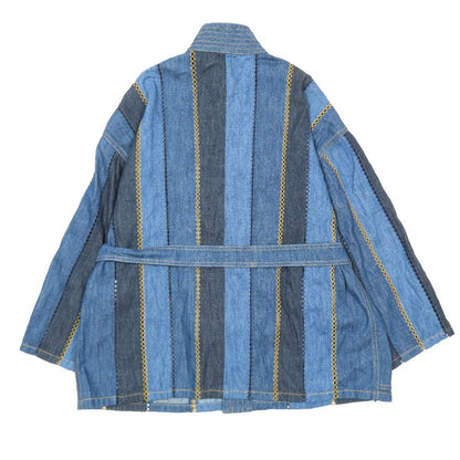 Dior Patchwork Belted Denim Buttonless Jacket 36 Indigo — view 2