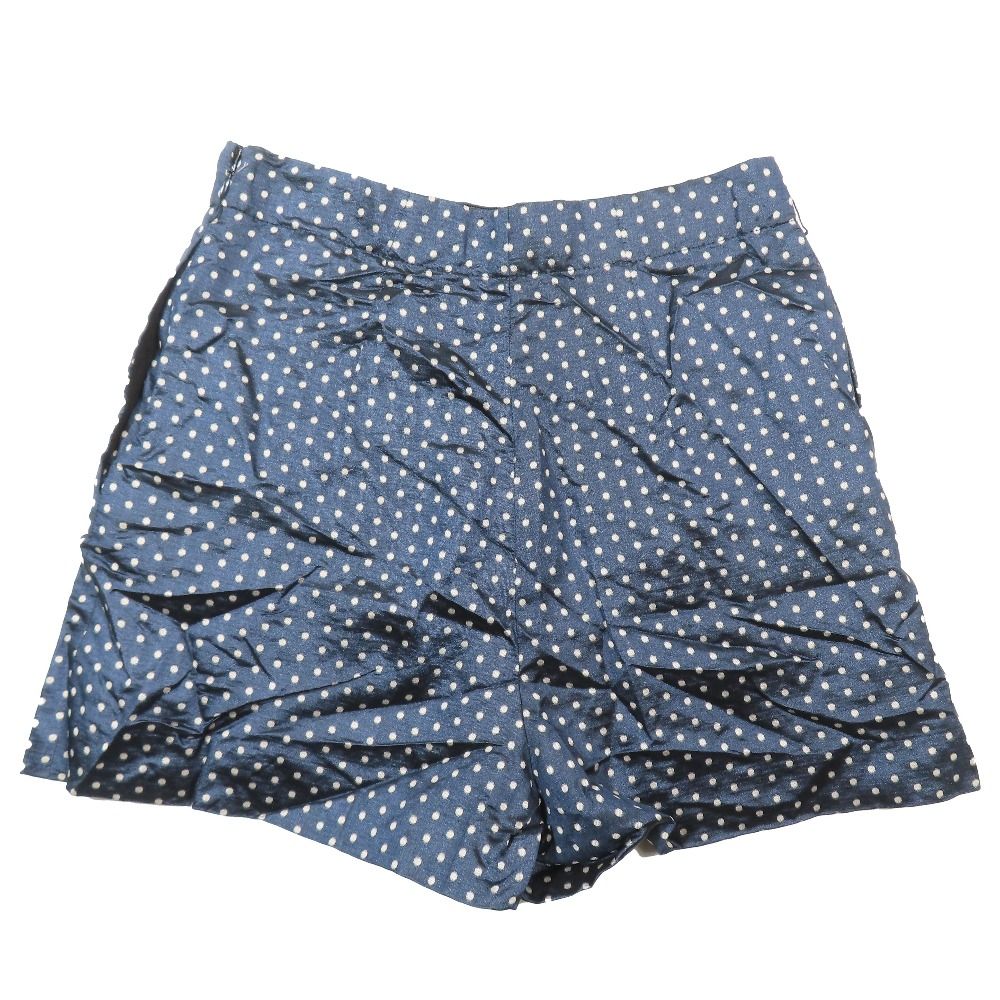 Dior Silk Shorts Pants Dots Polka 36 Navy — view 2