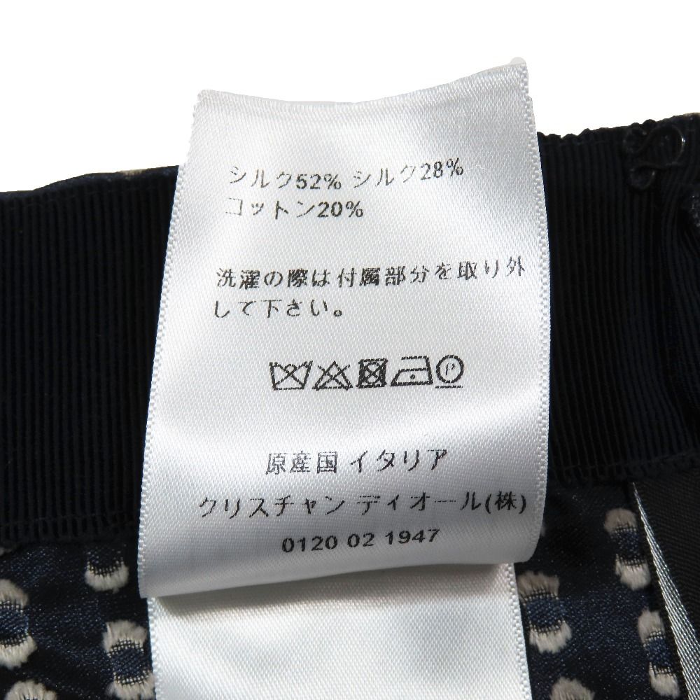 Dior Silk Shorts Pants Dots Polka 36 Navy — view 5