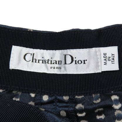 Dior Silk Shorts Pants Dots Polka 36 Navy — view 4