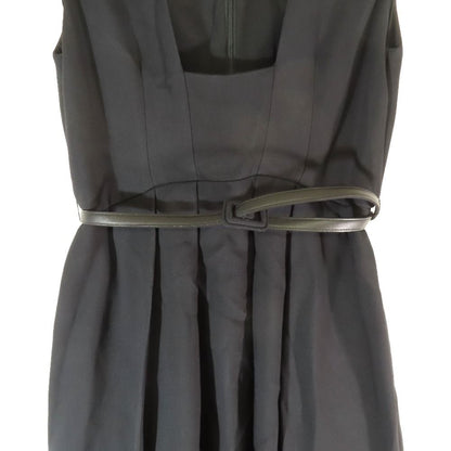 Dior Silk Blend Wool Flare Sleeveless Maxi Length Dress Long 36 Black — view 3