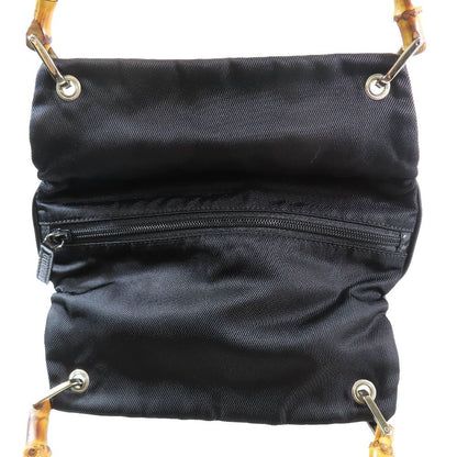 Gucci Bamboo Handle Nylon Leather Tote Bag Vintage Purse Black — view 5