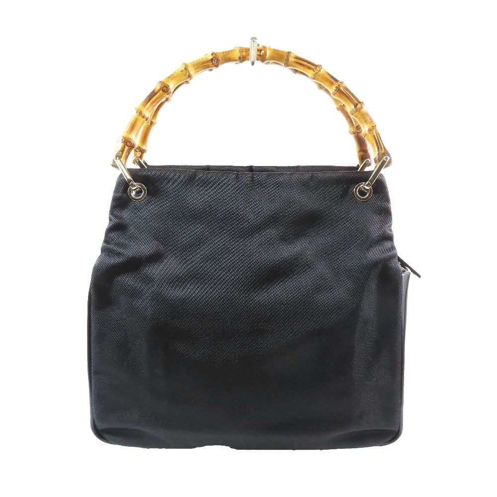 Gucci Bamboo Handle Nylon Leather Tote Bag Vintage Purse Black — view 2