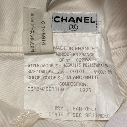 Chanel Vintage T-tuck Cotton Shorts 36 White — view 5