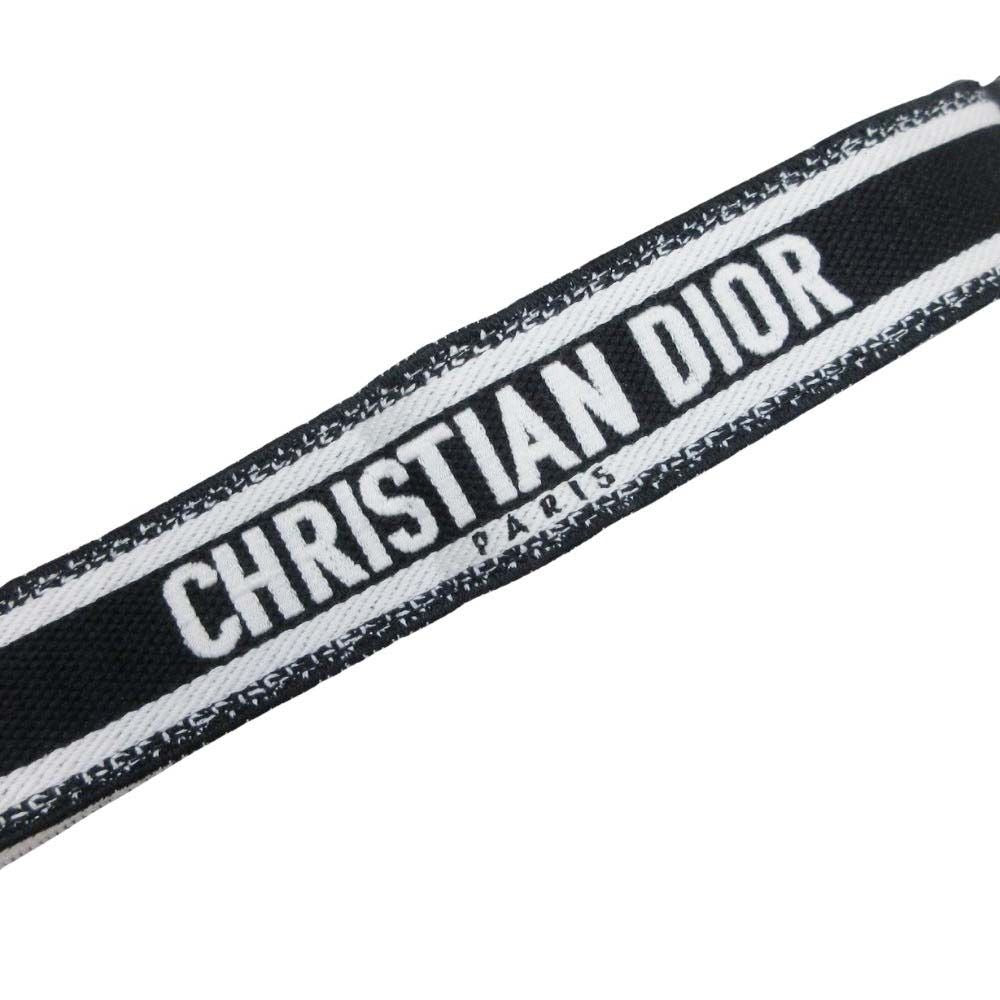 Dior Shoulder Strap Embroidery Signature Logo Bag White Black — view 4