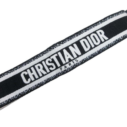 Dior Shoulder Strap Embroidery Signature Logo Bag White Black — view 4