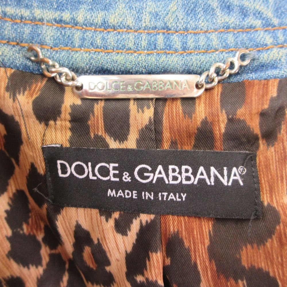 Dolce & Gabbana Leopard Denim Jacket 38 Blue — view 5