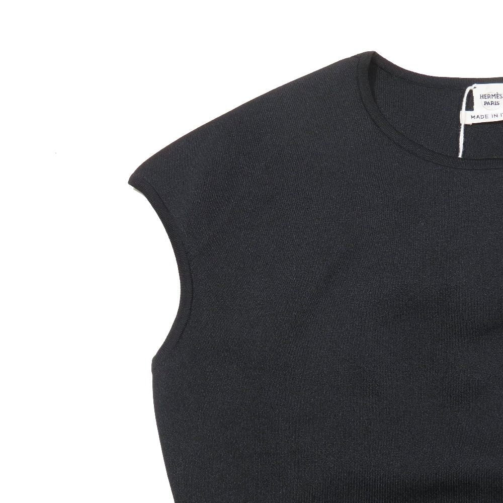 Hermes Sleeveless Bodice Leotard Back Open Silk Knit Top 38 Black — view 4