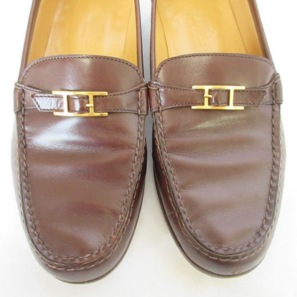 Hermes Hapi Belt Leather Loafers Shoes Brown 36.5 — view 4