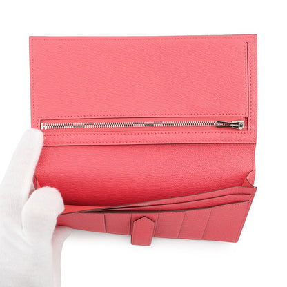 Hermes Wallet Bearn Soufflet Yes Rose Azalea Silver Chevre Mysore — view 5