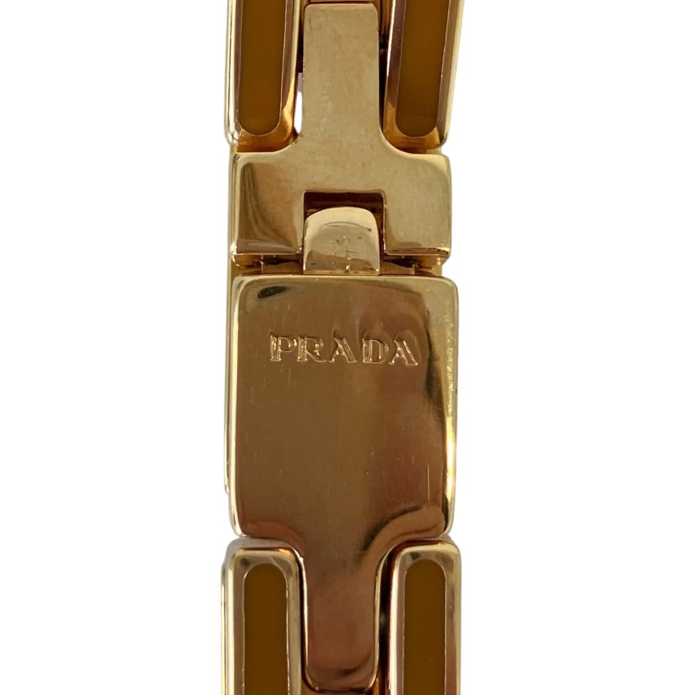 Prada Metal Enamel Chain Bracelet Gold Color Orange — view 3
