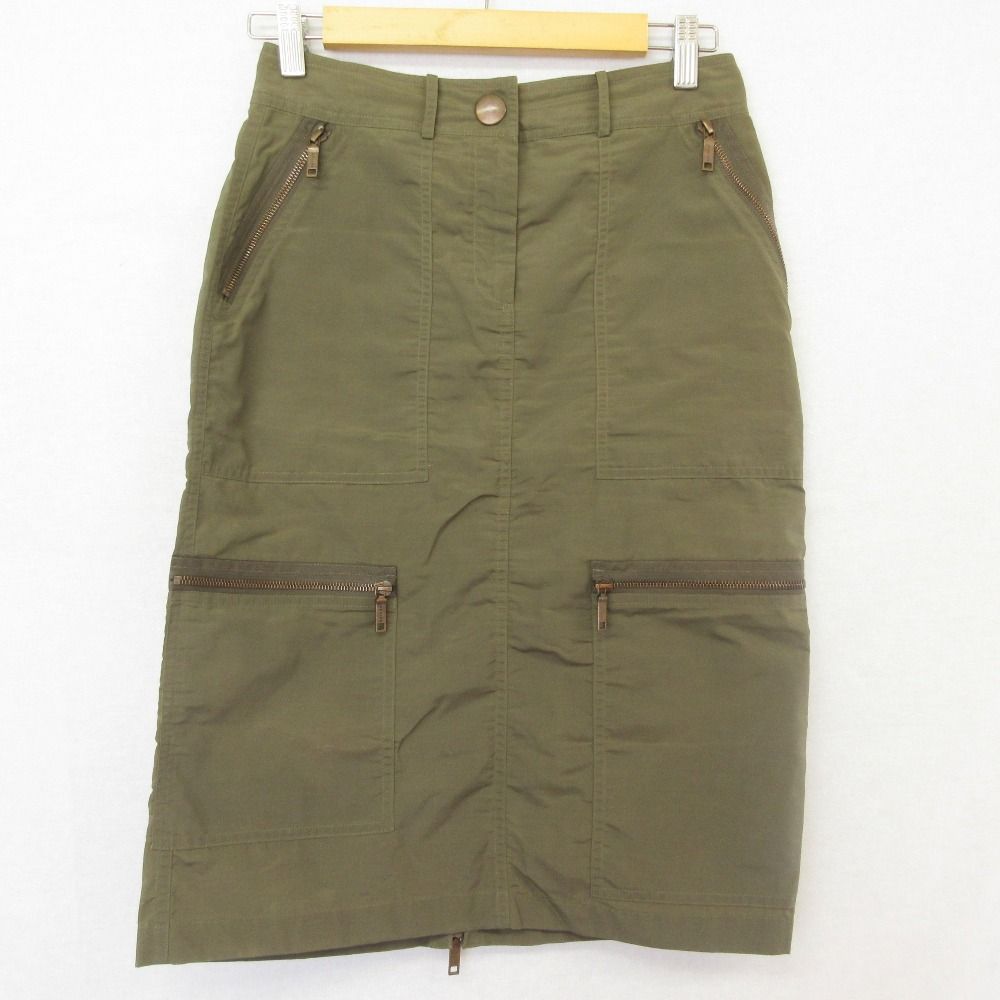 Celine Nylon Military Cargo Skirt 36 Khaki