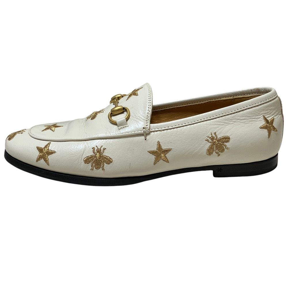 Gucci Star Bi Embroidery Jordan Horsebit Loafers White 36 — view 2