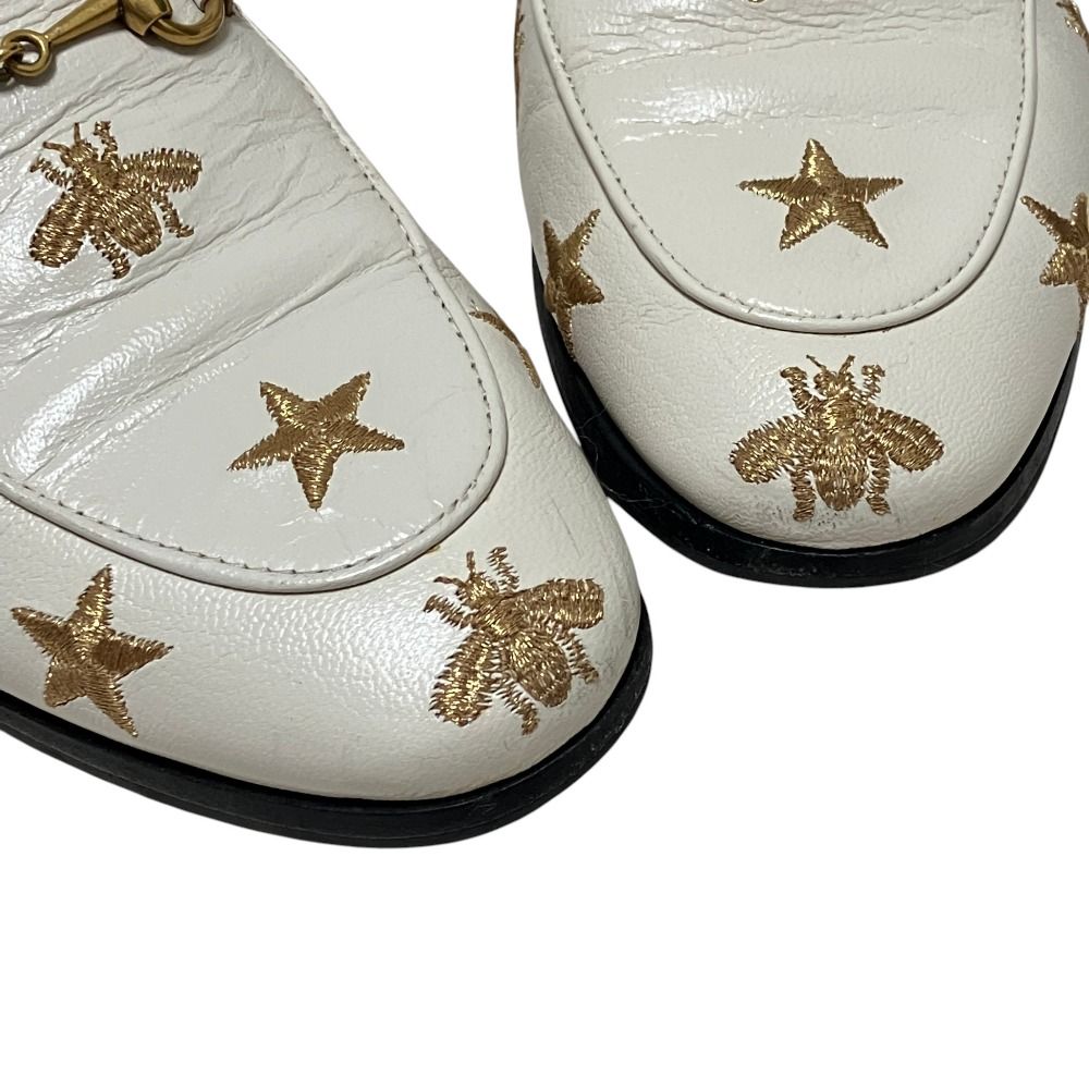 Gucci Star Bi Embroidery Jordan Horsebit Loafers White 36 — view 6