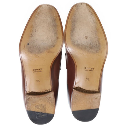 Gucci Interlocking G Web Line Leather Tassel Loafers Shoes Brown — view 5